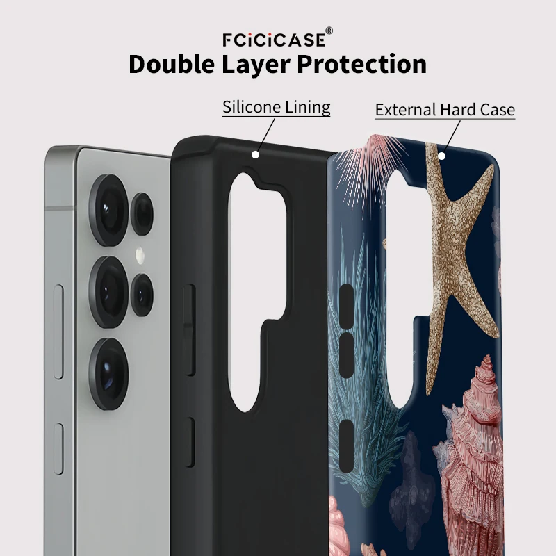 Fcicicase Seestern Conch Shell Muster Hülle für Samsung Galaxy S24 Plus S24+ S25 Ultra S20 FE S23 S 23, luxuriöse stoßfeste Abdeckung