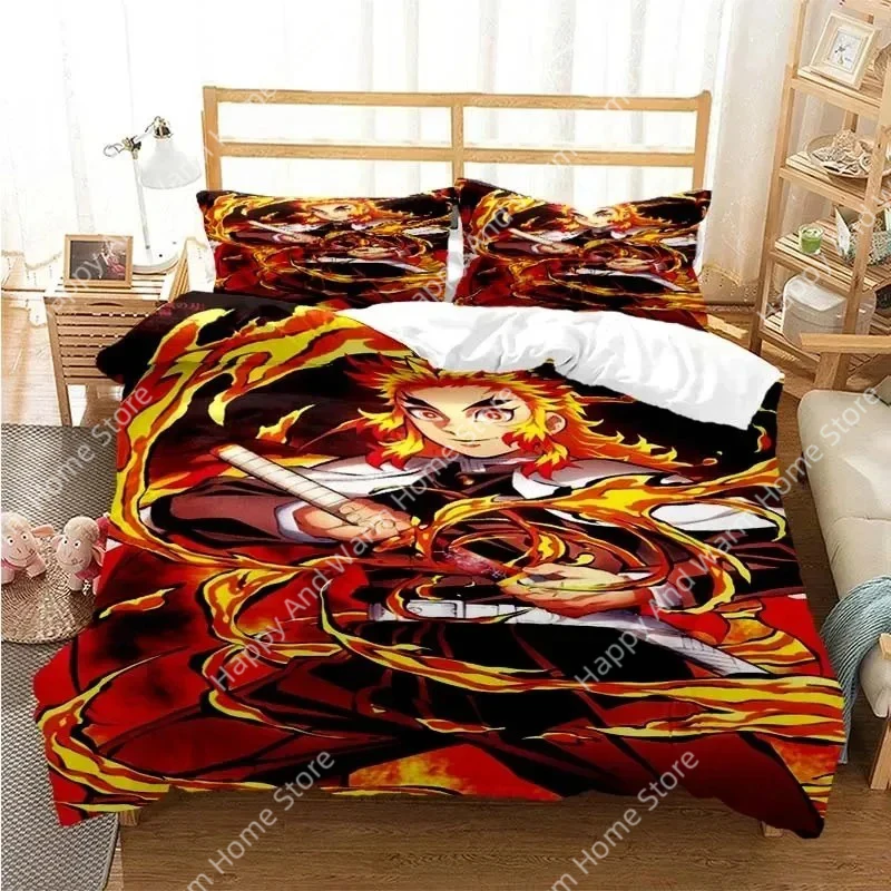

Demon Slayer Bedding Set Kamado Nezuko Duvet Cover Set Bedspread Pillowcase King Queen Full Single Size Bed Linen Boys Teen Gift
