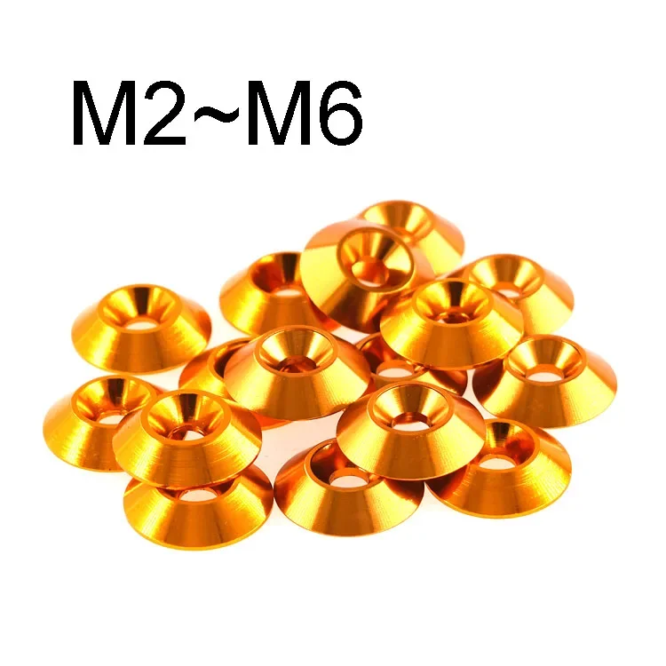 3PCS Brass Umbrella Countersunk Gasket M2 M2.5 M3 M3.5 M4 M5 M6 Conical Decorative Groove Washer