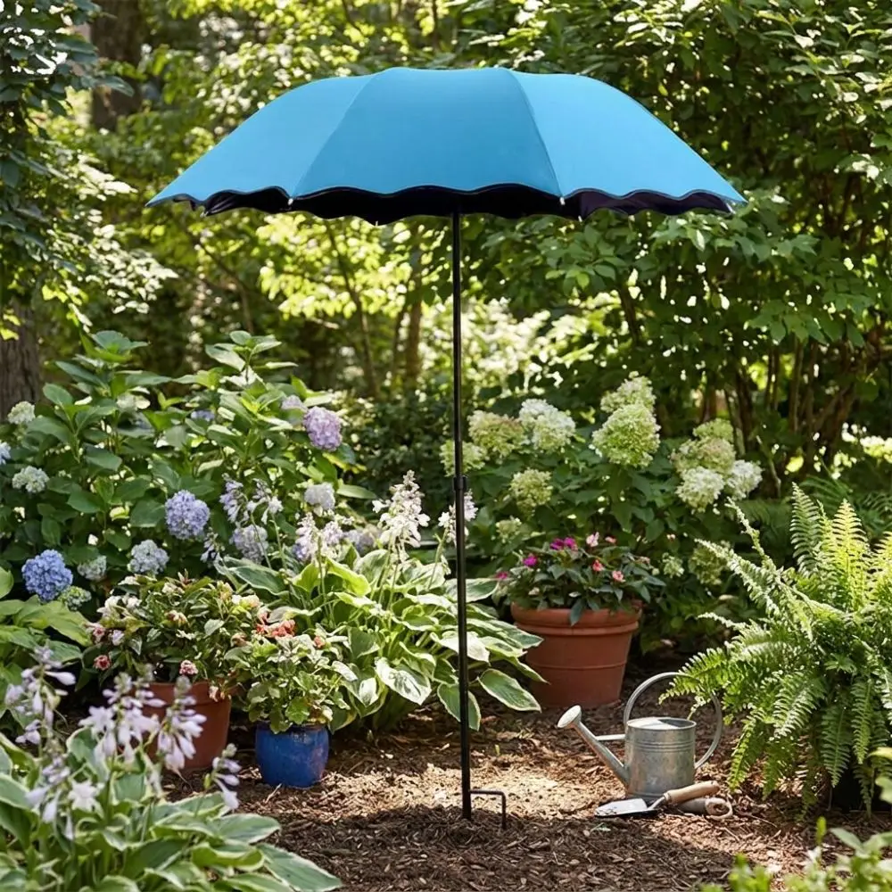 95cm Large Plant Shade Umbrella Weatherproof Cloth UV Protection Garden Sun Shade Metal Stake Sun Protection Fishing Umbrella
