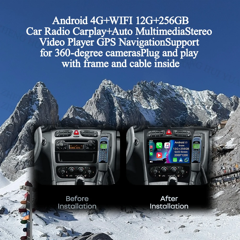 For Mercedes Benz C Class S203 CL203 W203 2000 - 2004 Android 16 Carplay Auto Car Radio Multimedia Video Player Navigation GPS