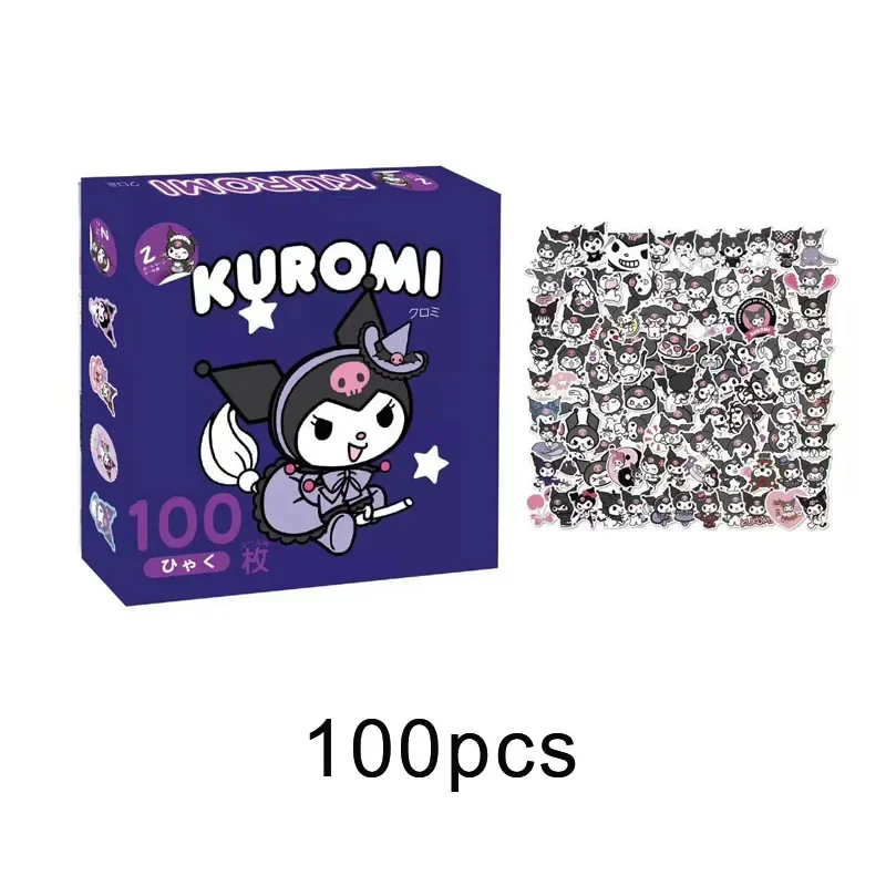 Sanrio 100 Sheets of Cute Kulomi Cartoon Ledger Stickers for Cinnamoroll Box Packaging Stickers