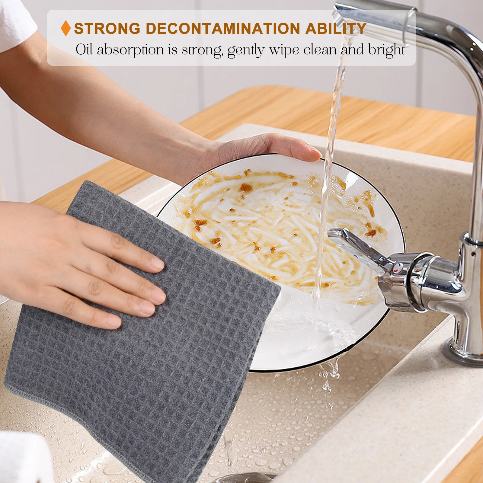 Household Microfiber Kitchen Dish Towel Hand Towel Kitchen Cleaning Cloth Waffle Weave Cloth Quick Drying 16inX24in 3 Pack