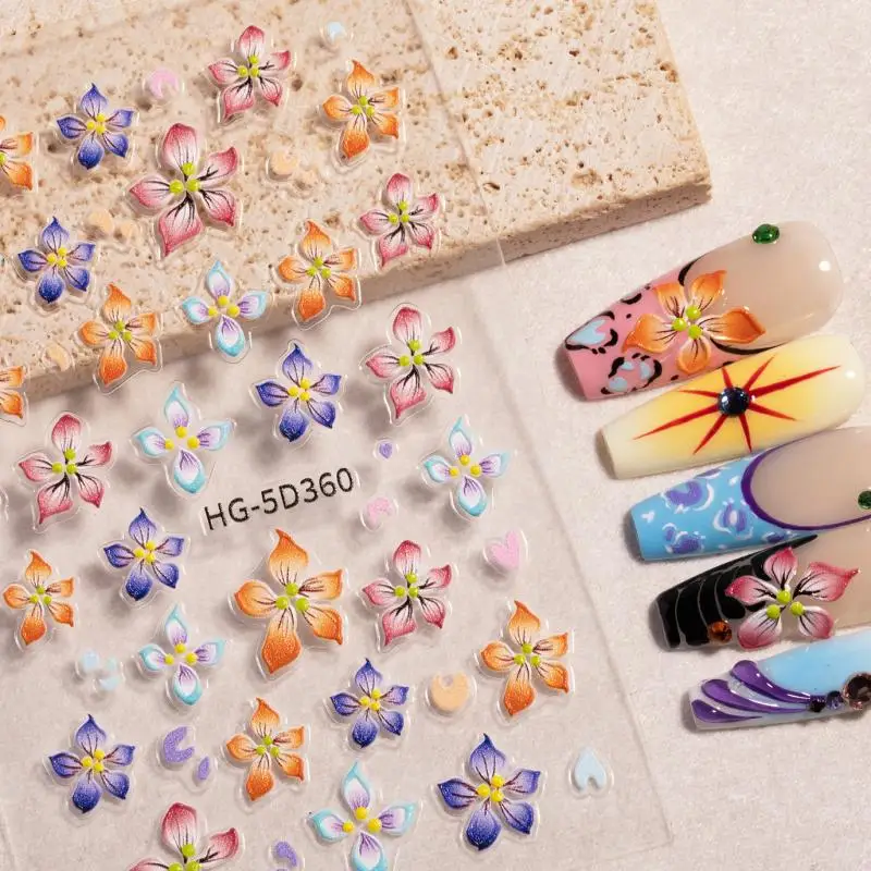 

Flower Nail Stickers Relief 3D Nail Appliques Adhesive Sliders Nail Art Accessories Sticker Nail Decorations Nails DIY Design