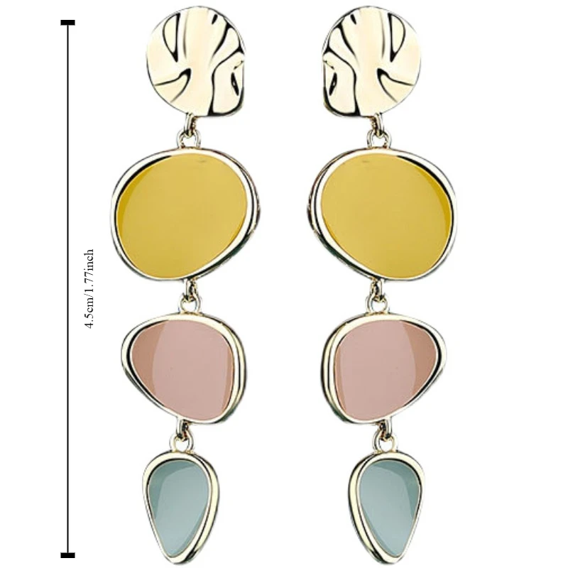 Korean Simple Exquisite Disc Round Earrings Fashion Temperament Enamel Color Contrasting Geometric Clip on Earrings No Piercing