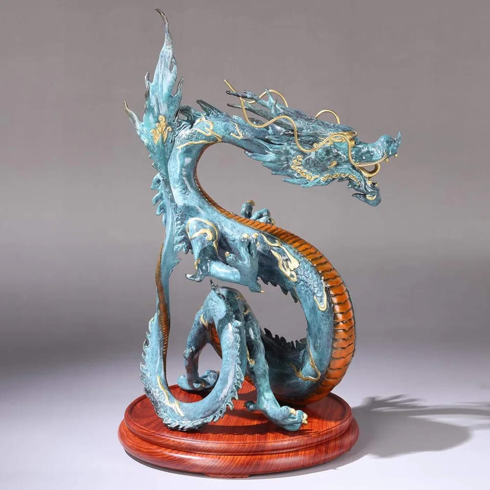 Brass Dragon Statue, Hand Drawn Metal Sculpture - Dragon Statue Sculpture, Suitable for Dragon Enthusiasts and Collectors