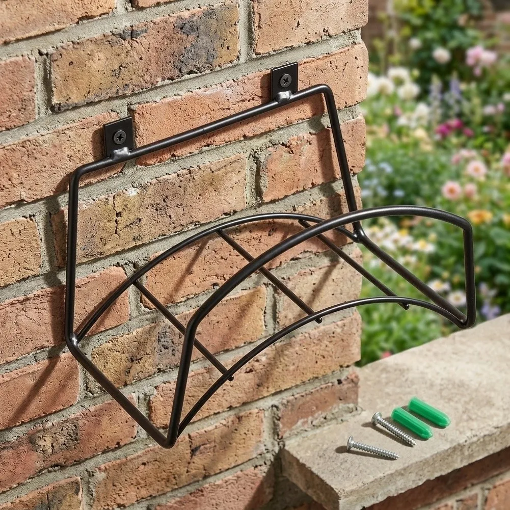 Garden Hose Hanger Wall Mount for Neat Yard and Garage Storage - Strong Steel Hose Holder Supporting Various Hose Types