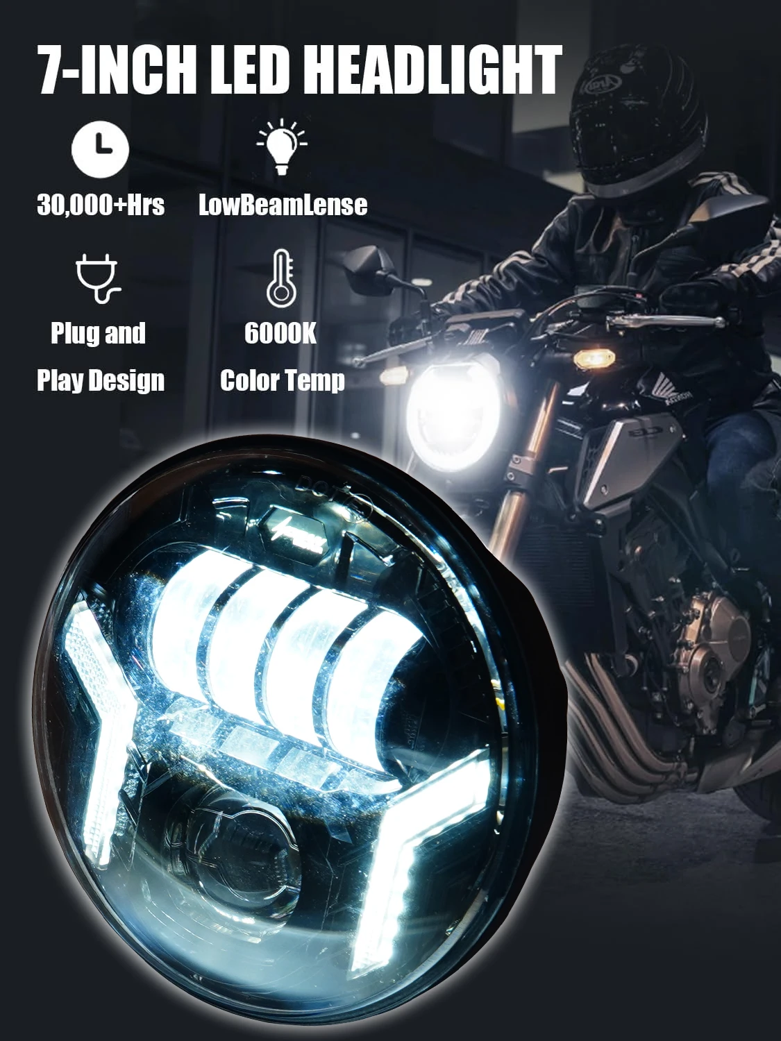 

1 PC 7 Inch LED Motor Headlight with Amber Turn Signals Lights for Touring Street Glide, Road King, Ultra Classic, Electra Glide