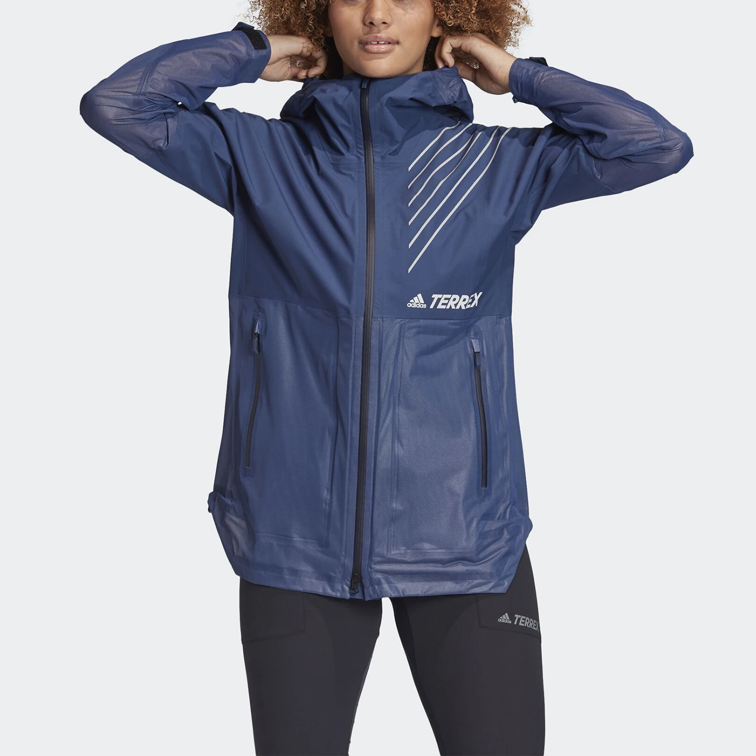 

Оригинальная женская ветрозащитная спортивная куртка Adidas 2025 года с капюшоном для активного отдыха FJ9369