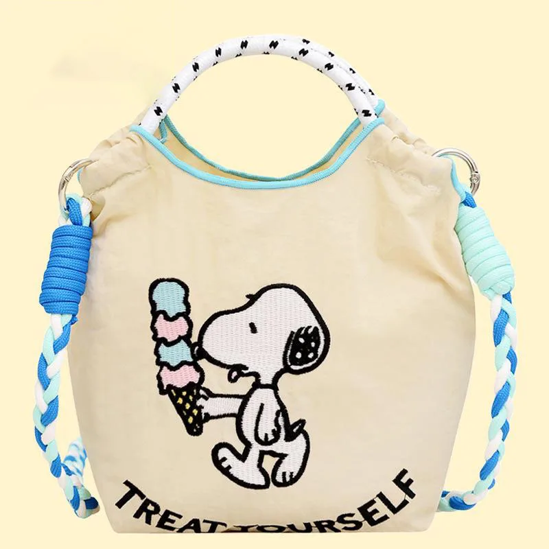 New Kawaii Cute Snoopy Bag Drawstring Embroidered Handbag Messenger Bag Mobile Zero Wallet Ins Anime Peripherals Festival Gift