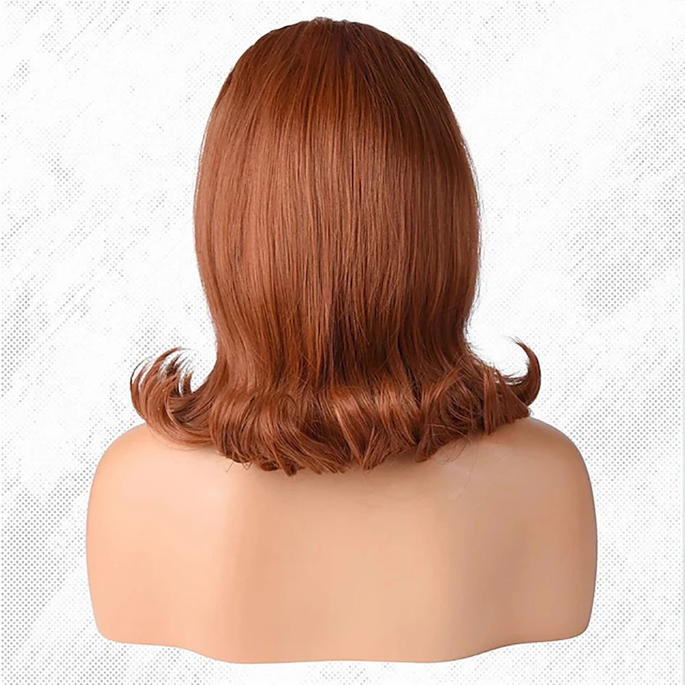 HAIRJOY  Synthetic Hair Retro Brown Wig 50s 60s 70s Wig with Bangs for Women Carnival Costume Party Halloween Wigs image 4
