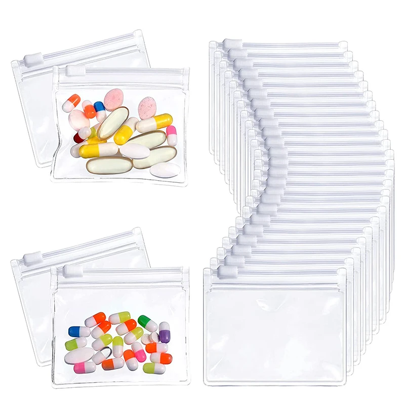 5pcs Pill Pouch Bags Zippered Pill Pouch Reusable Clear Pill Bags Self Sealing Travel Medicine Organizer Storage