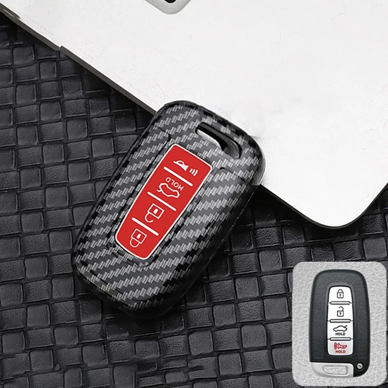 3/4Button Carbon Fiber Car Key Fob Shell Cover Keychain for KIA Forte Sportage K2 K5 for Hyundai Genesis Coupe Sonata Ix35 Smart