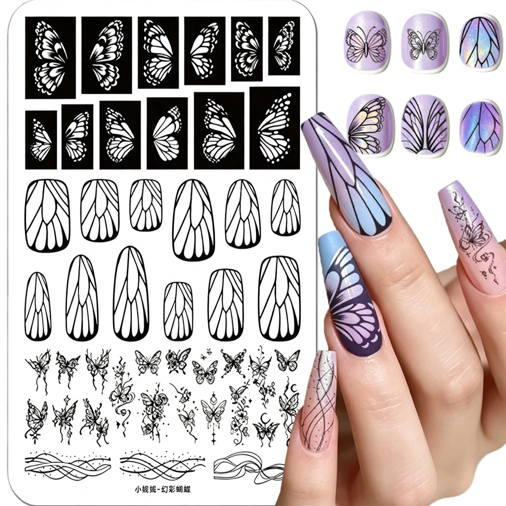 1pcs\10*15cm\Butterfly\Nail\Stamping\Plates\Fantasy\Butterfly\Wings\Fairy\Line\Nail\Template\Reusable\Nail\Printing\Stencil\Tool