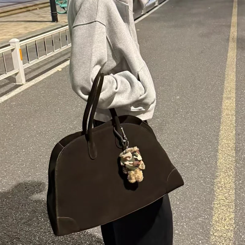 Autumn Winter Newfemale Shoulder Handbag Suede Nubuck Cow Leather Underarm Bag Lazy Style Versatile Commute Women's Underarm Bag