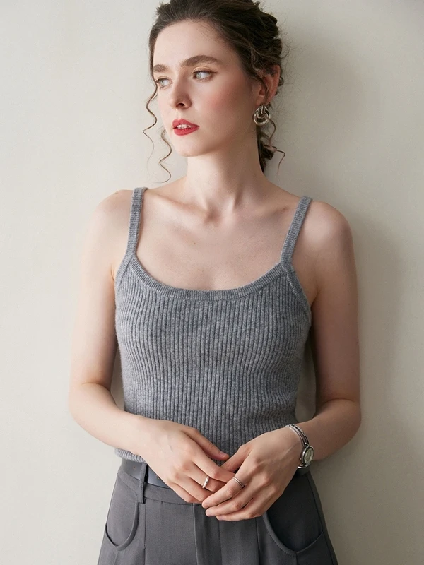 

Ele Baby Camere Knitted Vest round Ne Svel Wool Blend Base irt Top for Women Casual Everyday Wear