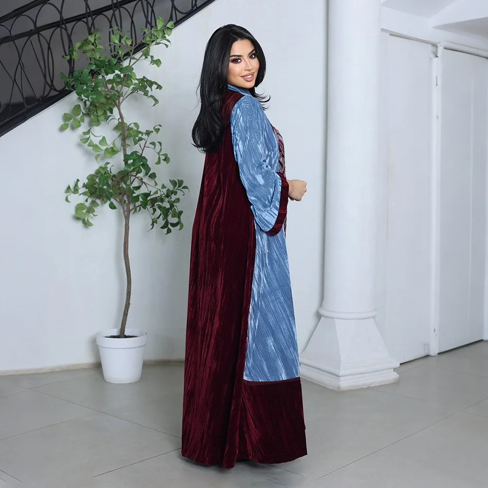 

African Dashiki Dress Beading velvet Bat Sleeve Bazin Muslim Abaya Long Maxi Robe Gowns Women's Clothes Sexy Rich Evening Party