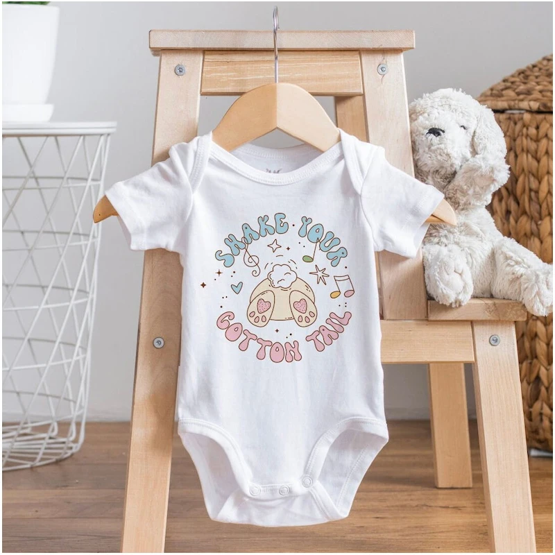 Shake Your Cotton Tail Baby Bodysuit, Easter Kids Romper, My First Easter Baby Bodysuit Personalised Easter Outfit Babies Shirt