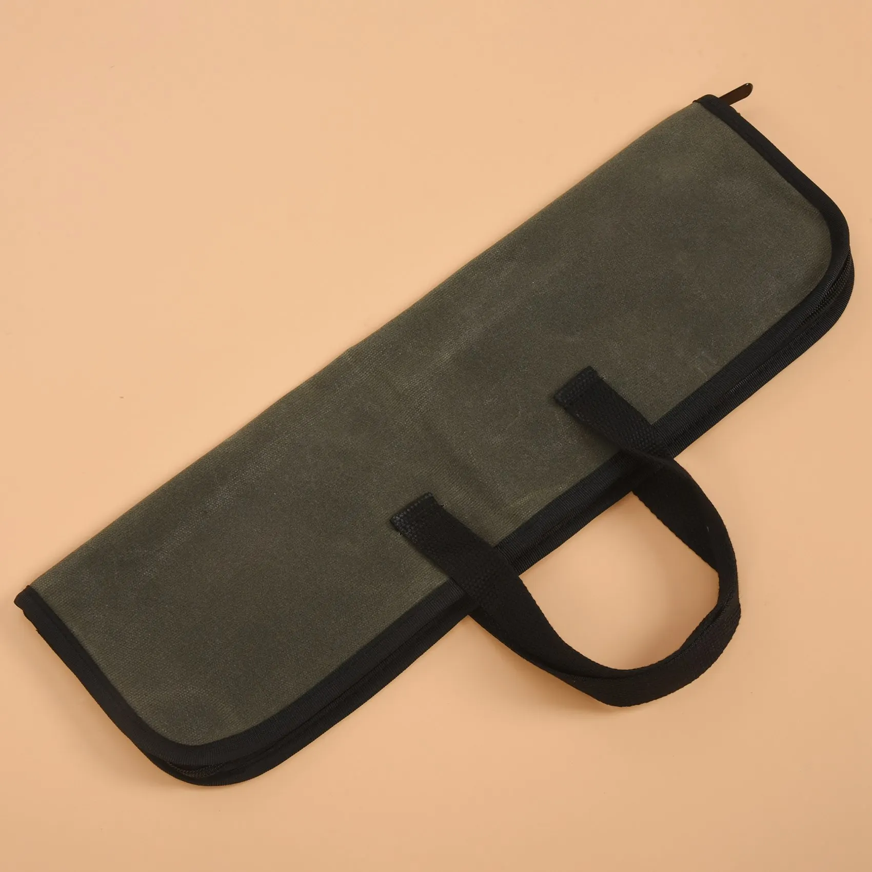 RMWIN-Knife Bag(4 Slots), Chef Knife Case Waxed Canvas Roll Storage Knife Carrying Pouch For Men&Women Green