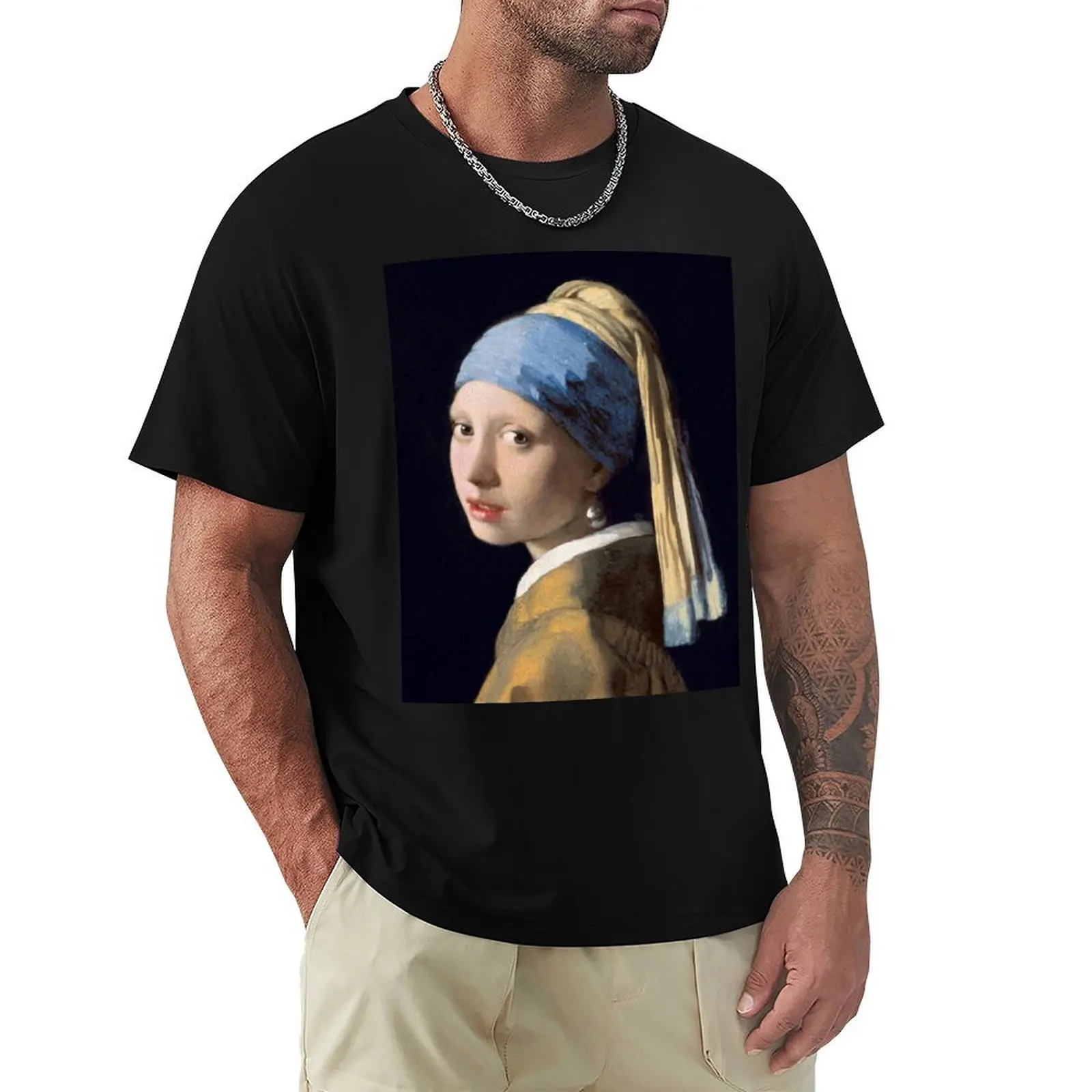 The Girl With The Pearl Earring - Classic Painting T-Shirt for a boy new edition plus size clothes mens t shirts