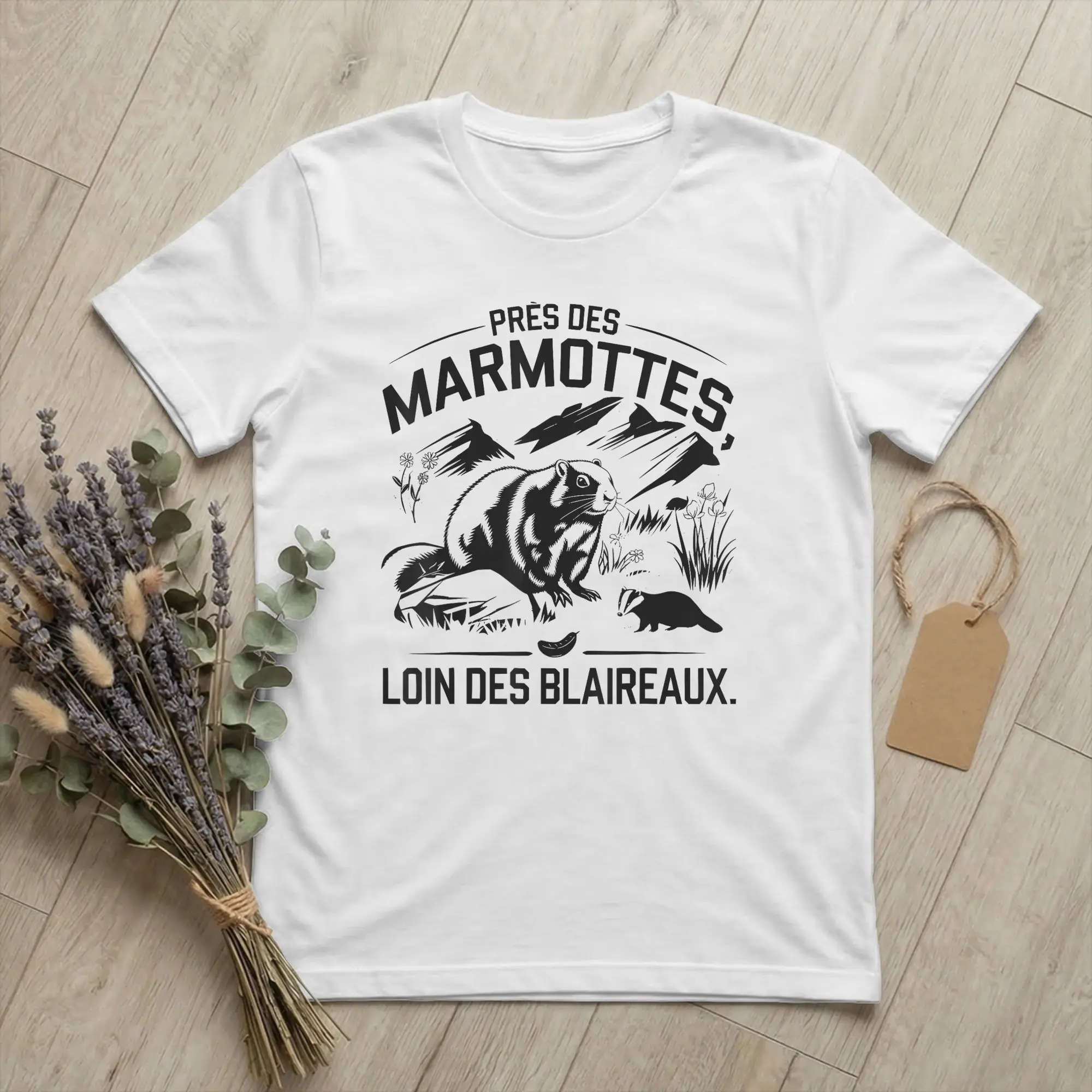 Near Marmots Away Badger Men T Shirt Mountain Groundhog Humour Vintage Tees Short Sleeve Crew Neck T-Shirt 100% Cotton Plus Size