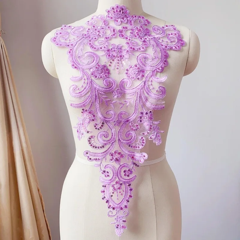 

2 Pieces, New Color Embroidery Lace Flower Stickers Handmade Wedding Dress Hem Accessories DIY Clothing Decoration Materials