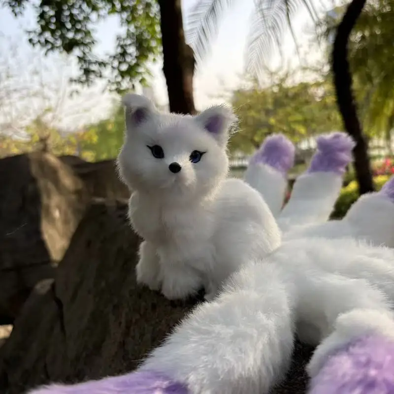 다채로운 구미호 인형 사실적인 동물 모델 귀여운 애완동물 장식 자동차 집 정원용 이상적인 선물 아이템