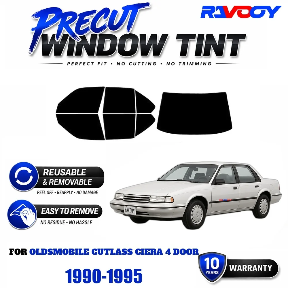 Película de Protección Solar Precortada para Ventanas, Reutilizable y Removible, Ajuste Personalizado para Oldsmobile Cutlass Ciera 4 Puertas 1990-1995, Protección UV y Contra el Calor