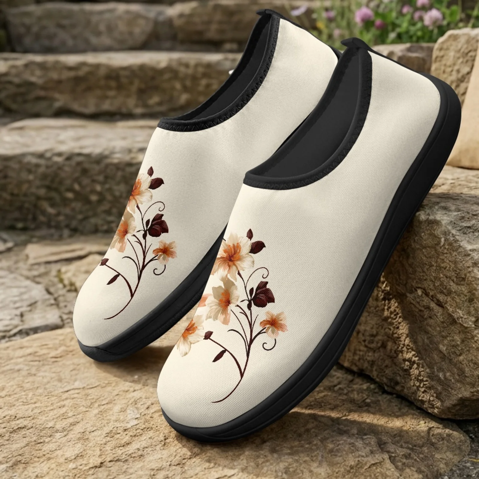 PENSTROLL Orange Floral Print - Wide Toe Box Running Sneakers recension och pris