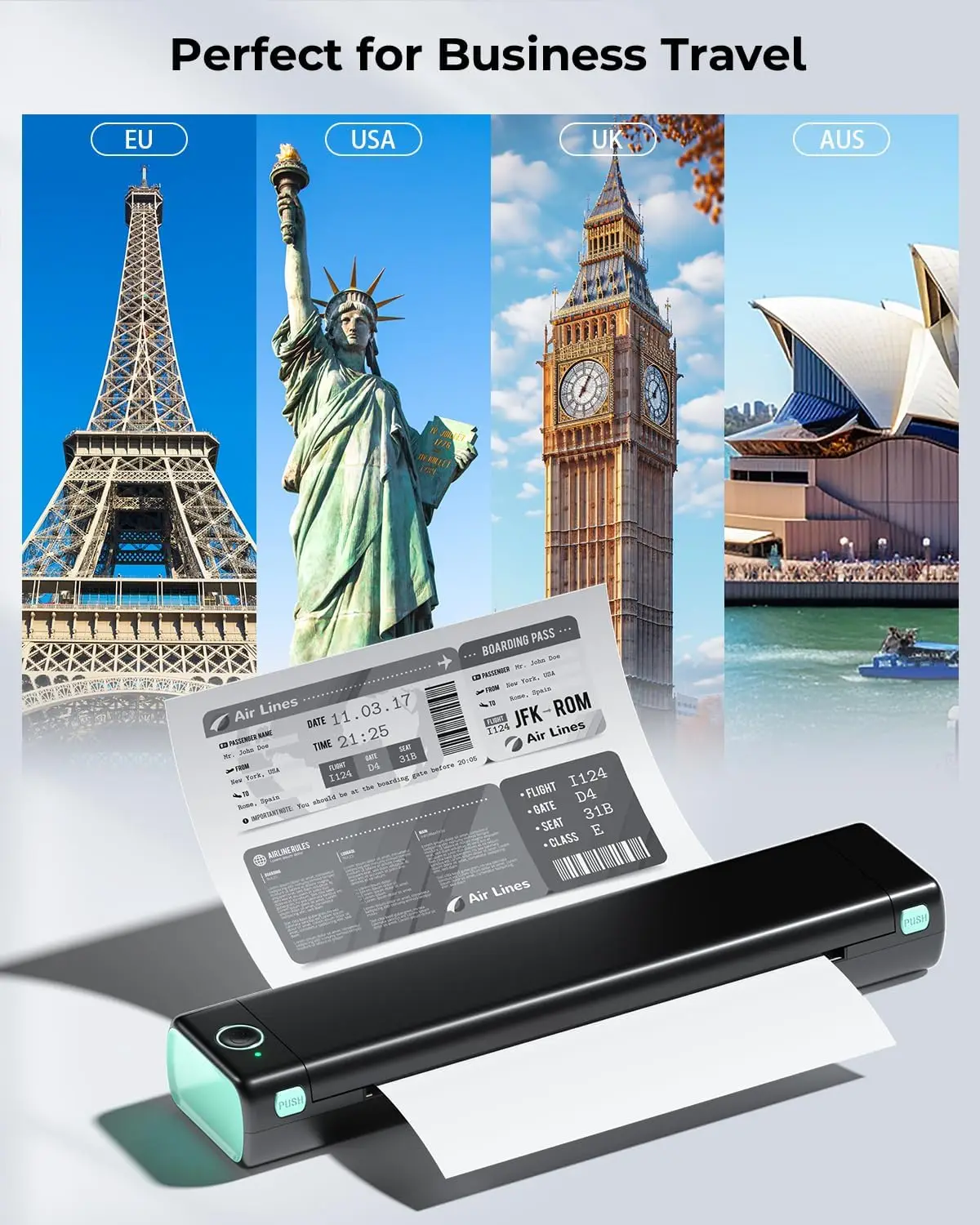 Portable Thermal Printer -  Portable Printer Wireless for Travel Compatible ,Bluetooth Printer supports Letter Thermal Paper