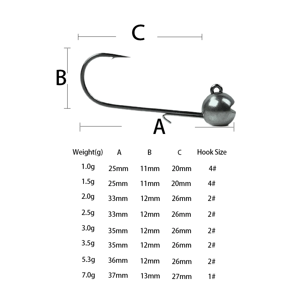 Tungsten Jig Head Hook 1g1.5g2g2.5g3g3.5g5.3g7g Barbed Shaky Head Rig Rockfish Soft Lure Hooks Barbed Fishhook Fishing Tackle