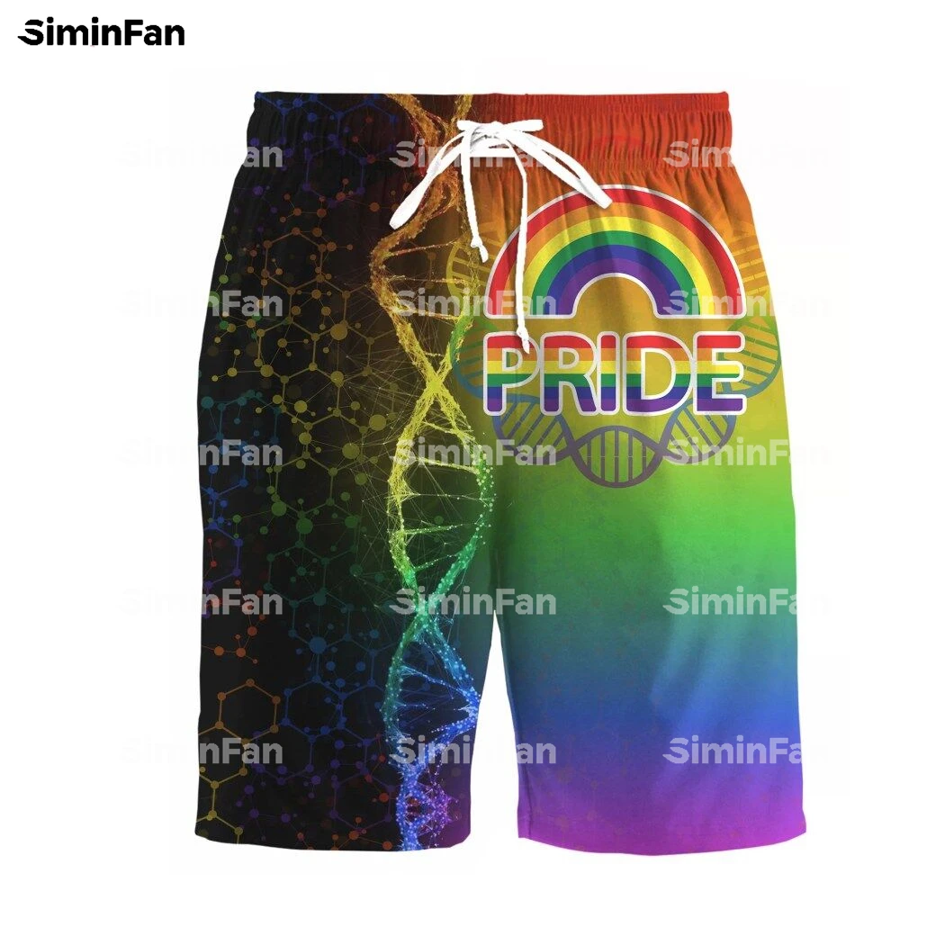 Love LGBT Pride Rainbow 3D Full Print Men Hawaiian Board Shorts Male Summer Trouser Casual Beach Pant Unisex Harajuku Streetwear