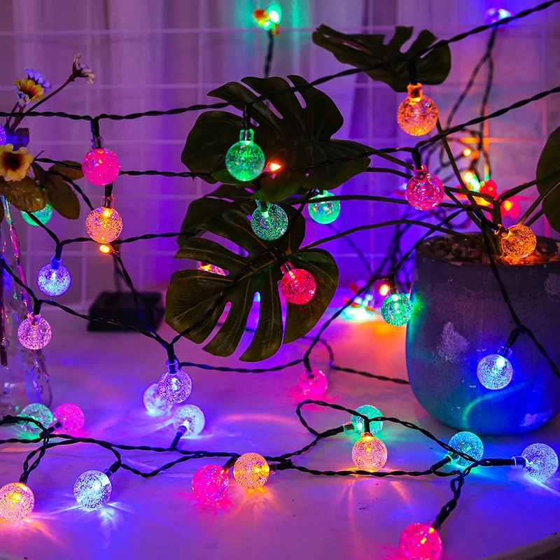 

Solar String Lights Outdoor Crystal Fairy Light Chritmas Garland 8 Modes Waterproof Patio Light for Garden Party Decor