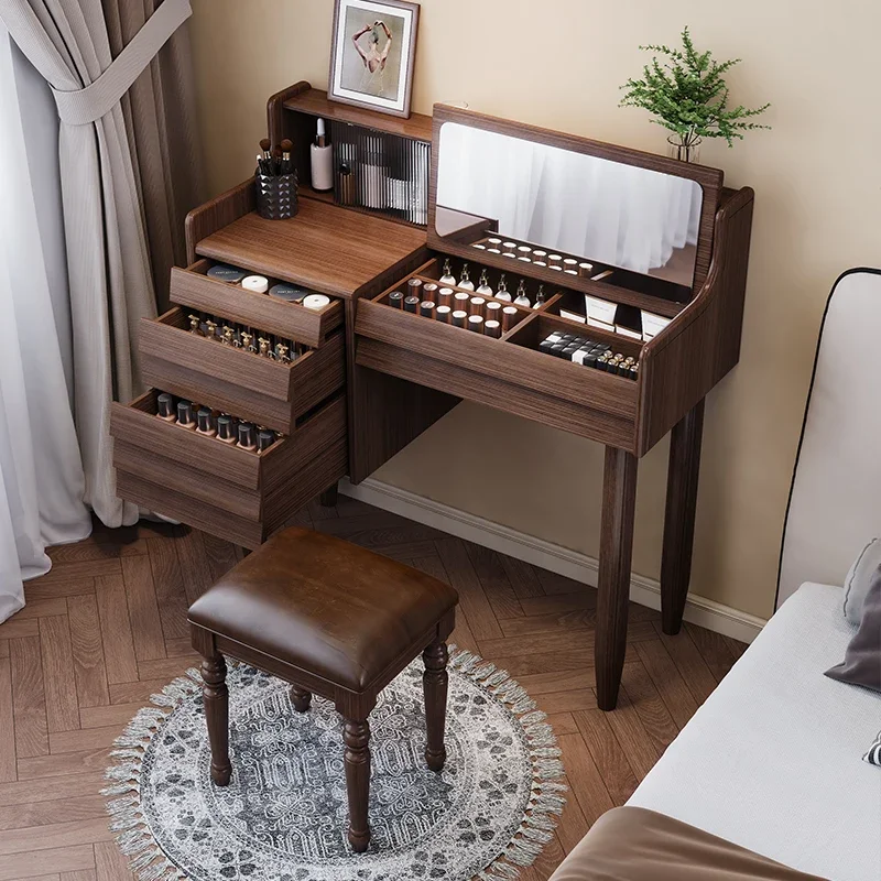 

Dressing Table Power Outlet Dresser Makeup Vanity Bench Cushioned Stool Beauty Storage Cosmetic Vanity Desk Bedroom Furniture