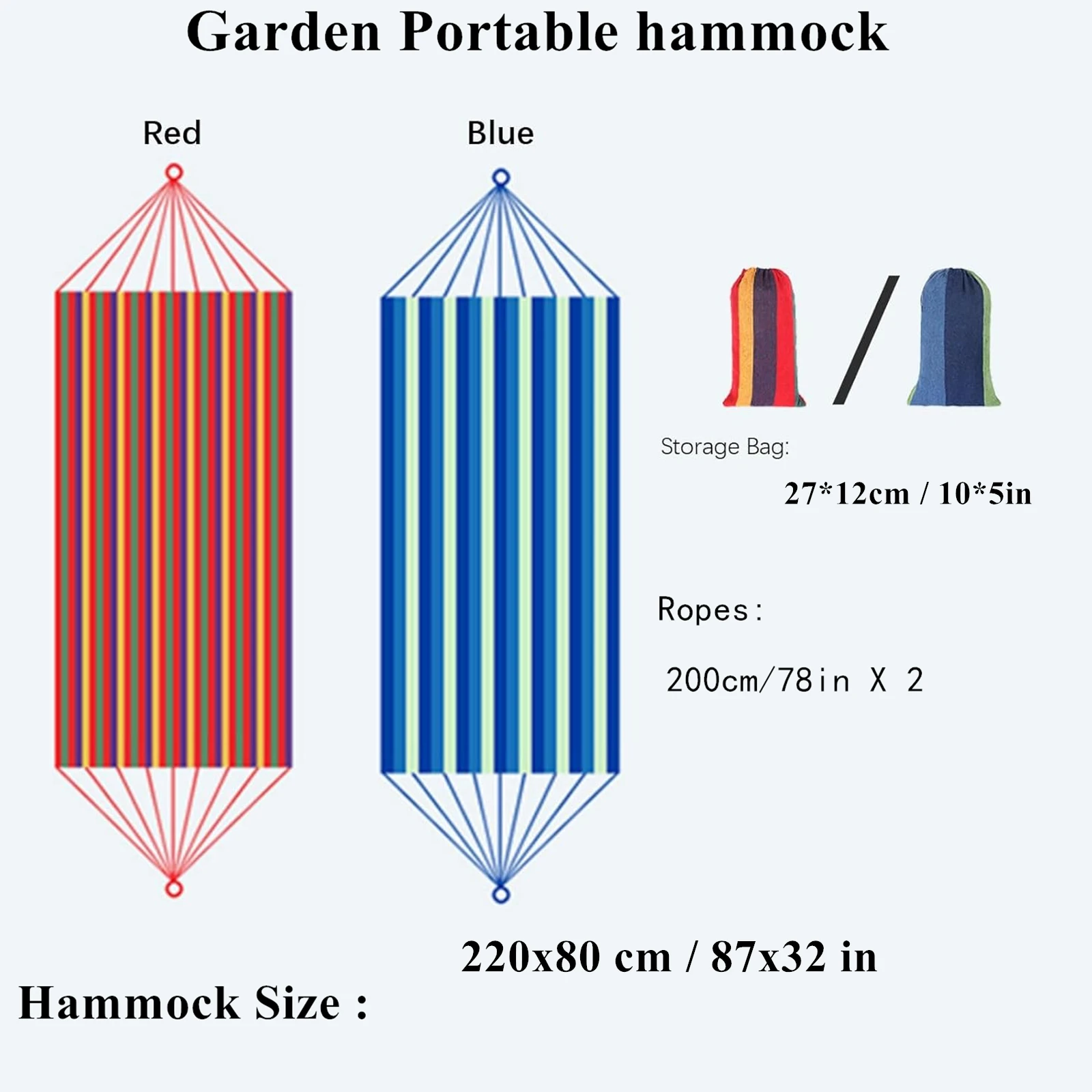 Outdoor Camping Canvas Hammock (220X80Cm / 87X32 in), Single-Person Outdoor Hammock with Two 2m Inch Long Straps and Storage Bag, Durable and Easy to Install, Can Support 300 Pounds, Portable Hammock, image 4