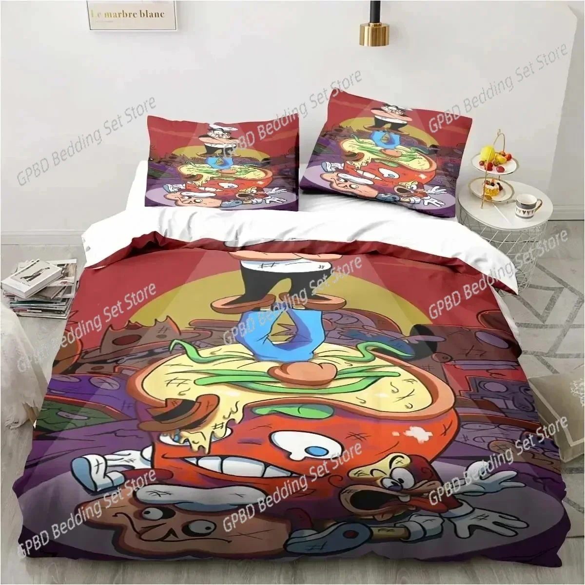 3D Print Pizza Tower Pixel Style Game Bedding Set Bedroom Soft Modern Bedspreads Comefortable Duvet Cover Quilt Pillowcase