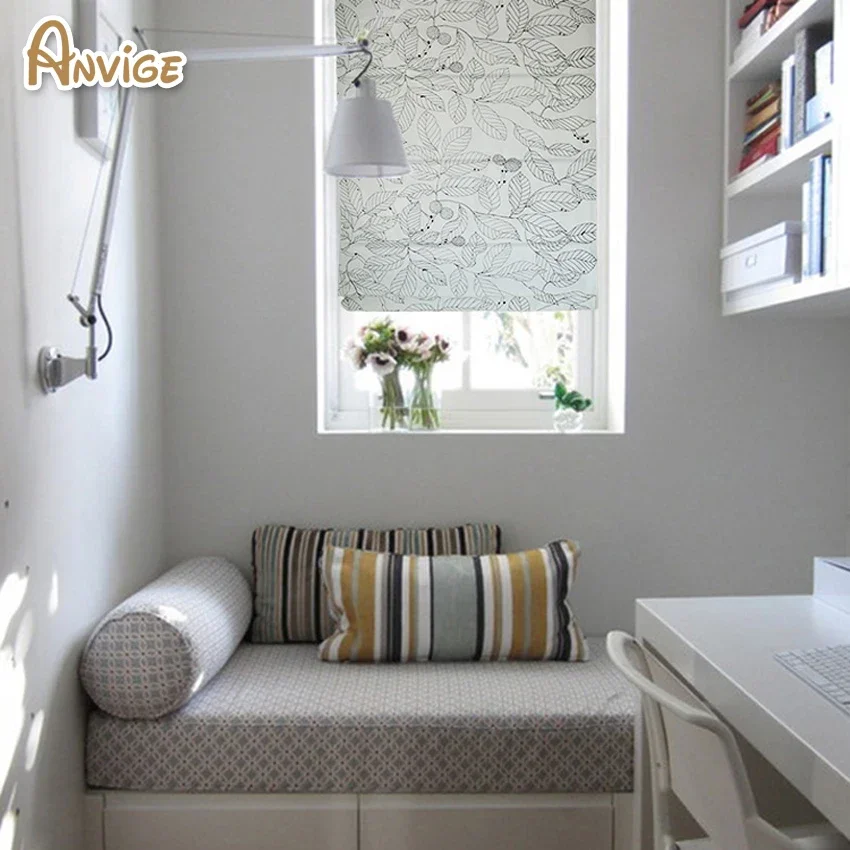 Anvige Motorized Modern Style High Quality Roman Blinds Window Treatment For Living Room Custom Made Roman Shades Free Shipping