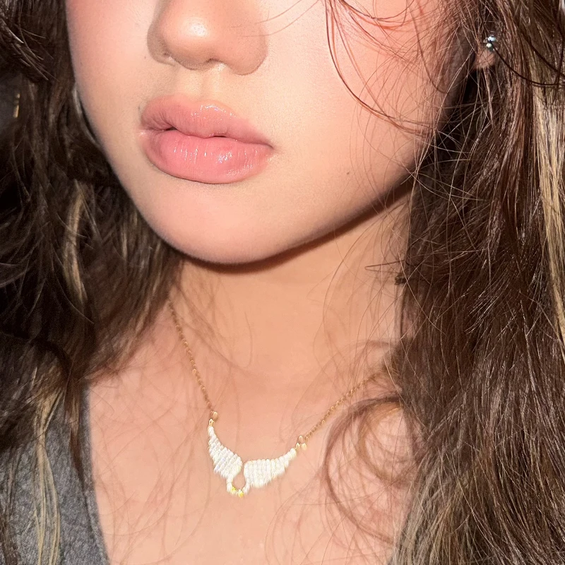 Rhinestone Angel Wings Pendant Necklace Shinny Simple Sweet Silver Gold Charm Angel Wings Girls Women Party Jewelry Accessories