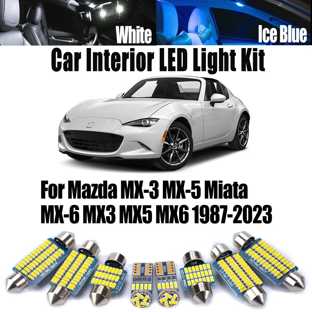 

Светодиодный комплект внутреннего освещения багажника Canbus для Mazda MX-3 MX-5 Miata MX-6 MX3 MX5 MX6 1987-2023, автомобильные потолочные лампы, аксессуары