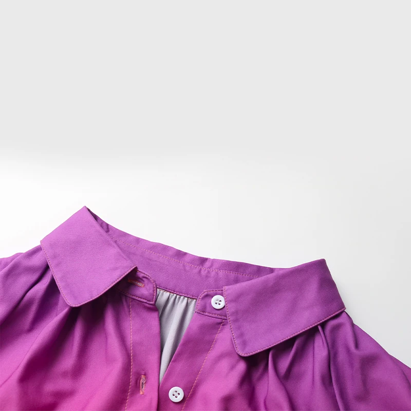 Women's gradient color Shirt Dress -Casual Collared Button Down Midi Dress with Roll-Up Sleeves for Daily Office Vacation