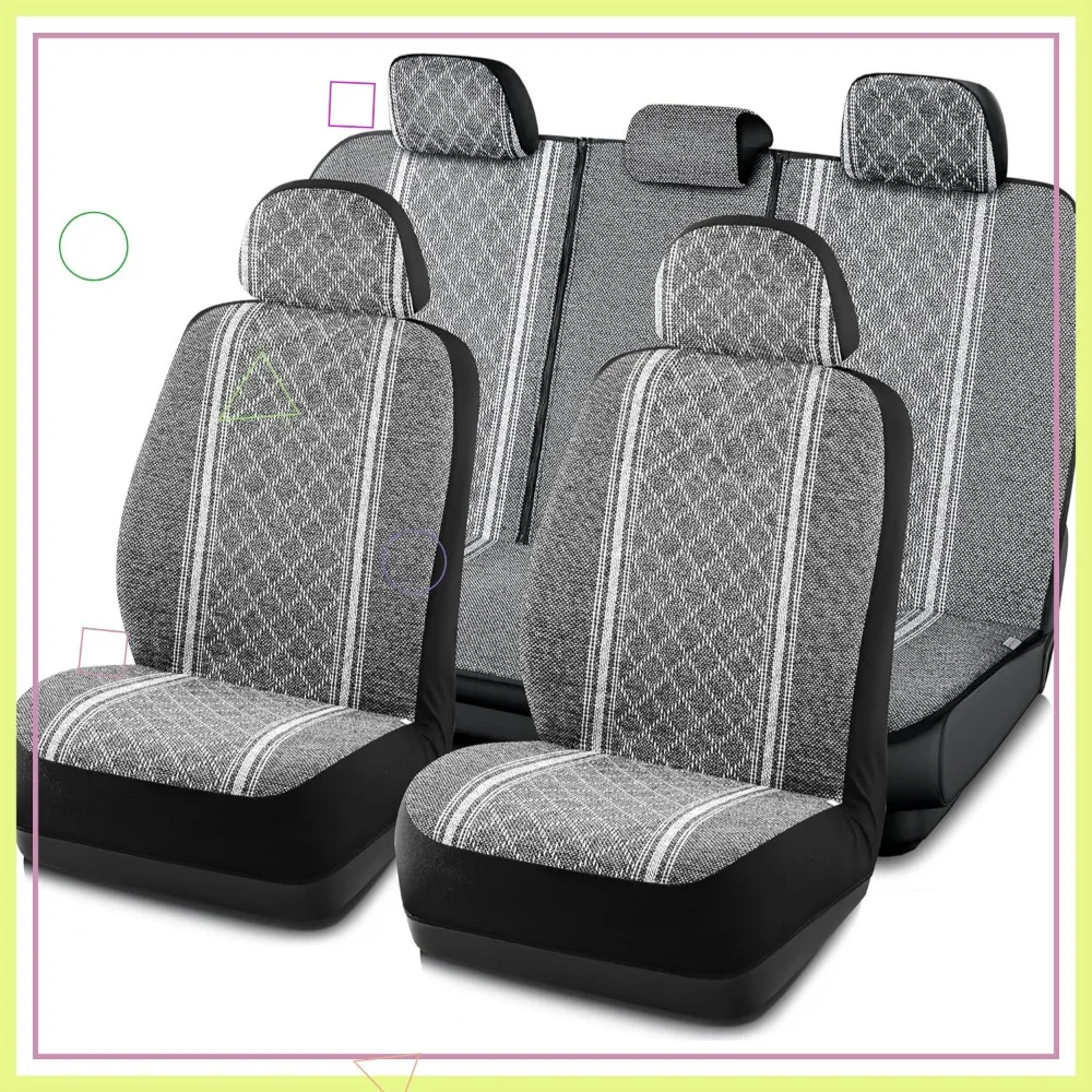 

Universal Gray Diamond Seat Covers Set - Jacquard Fabric, Airbag Compatible for Cars, Trucks, SUVs