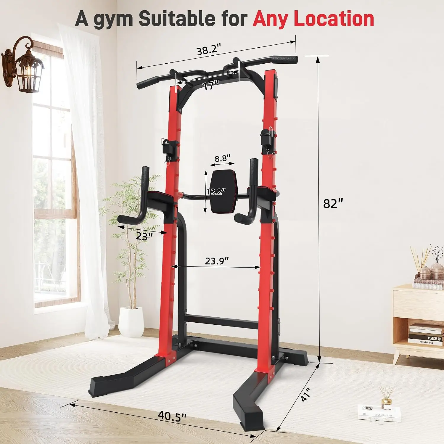 Heavy Duty Power Tower Pull Up Dip Station, Multifunctional Exercise Rack For Home Gym Strength Training And Calisthenics, Height Adjustable Stand, Modern Style view 8
