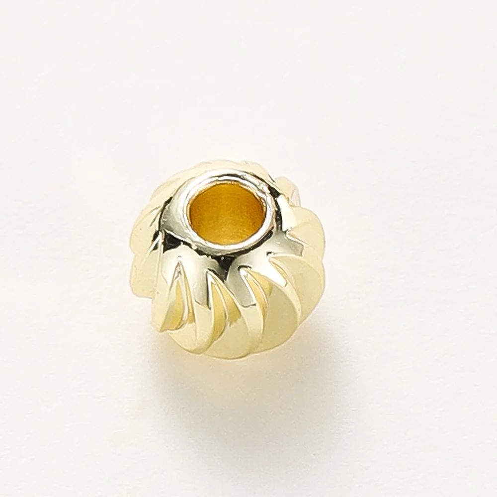 20 teile/los 18K Gold Überzogene Streifen Schnitzen Perlen Ohrring Halskette Blume Lose Spacer Perlen Für DIY Schmuck Machen Großhandel Erkenntnisse – Detail 7