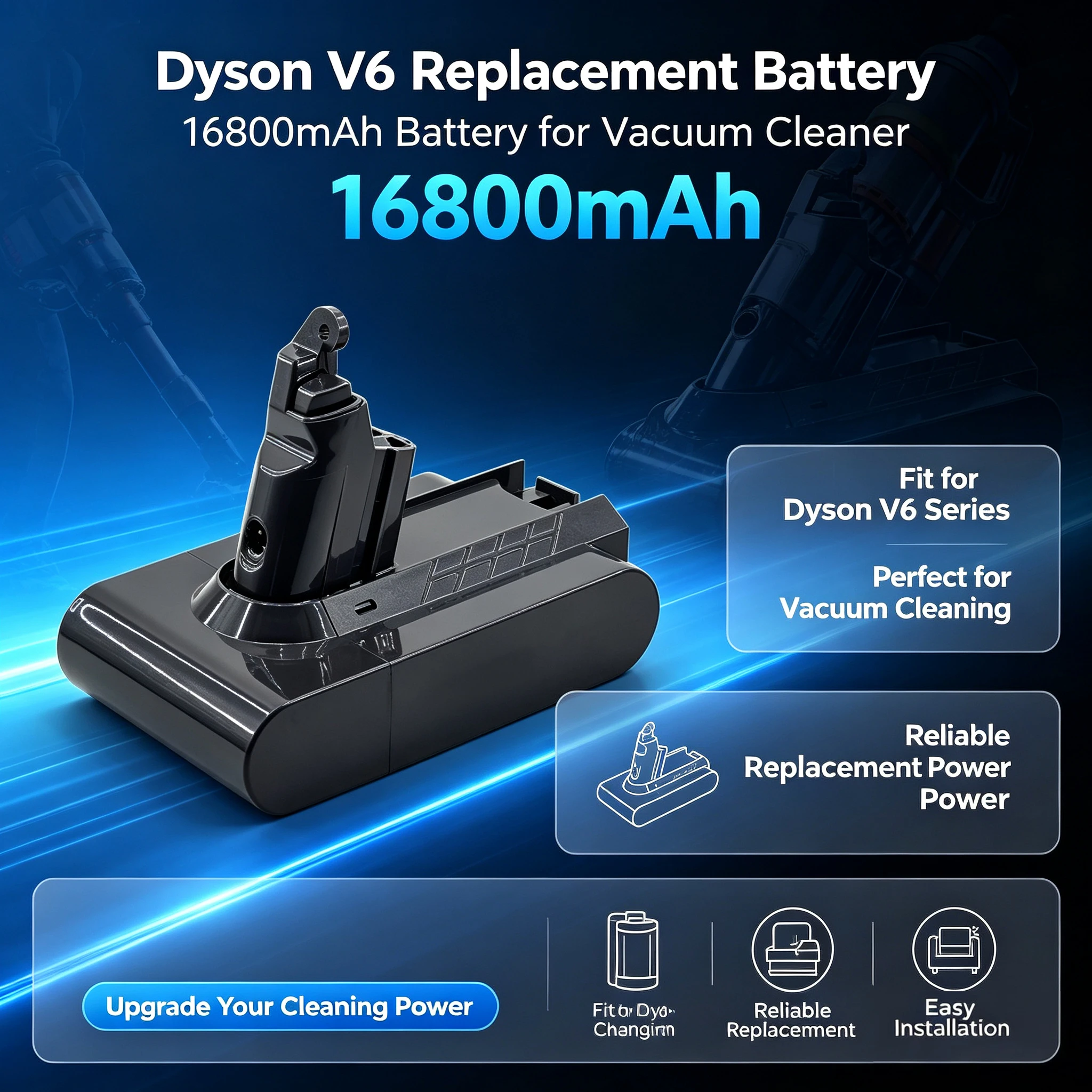 100% Brand New 21.6V Battery Suitable For Dyson V6 Vacuum Cleaner Series 16.8Ah DC58 DC59 SV03 SV04 SV05 SV06 SV07 SV09 Battery