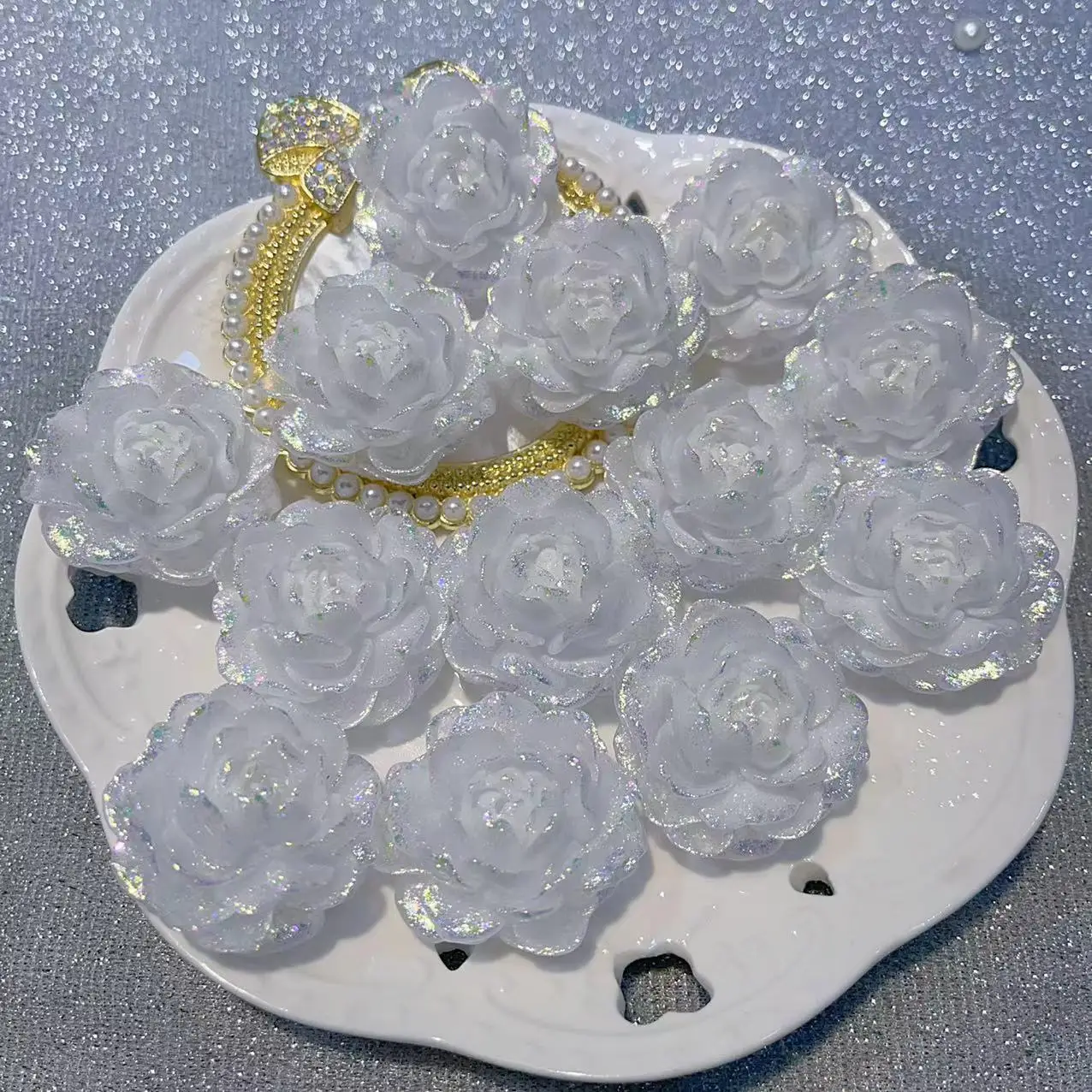 36mm firefly luminoso grande jasmim acessórios feitos à mão diy escudo do telefone móvel grampos de cabelo moldura da foto ornamentos flores decoração