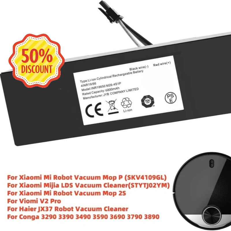 

STYTJ02YM 14.8V 6800mAh Rechargeable Battery for Xiaomi Mijia LDS Mi Robot for Haier JX37 High Quality Vacuum Cleaner Battery