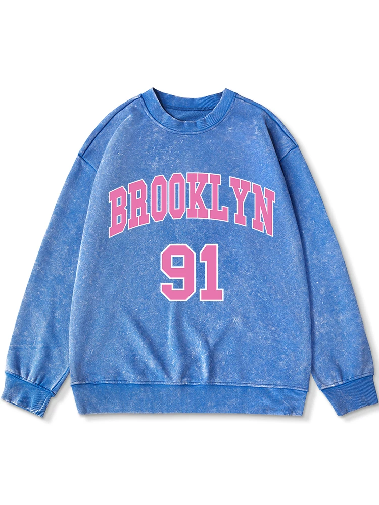 

Brooklyn 91 Letter Printed Men Washed Cotton Sweatshirt Harajuku Casual Tracksuit Fashion Loose Hoodie Autumn Warm Vintage Tops