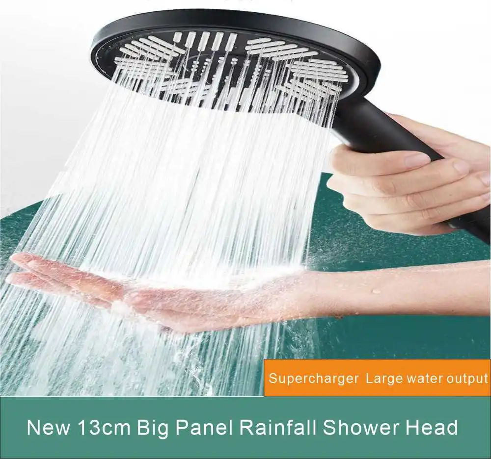 Alta Pressão Shower Head Set, Cabeça de Chuveiro Precipitação Ajustável, Water Saving, 3 Modos, Acessórios do banheiro, Big Panel, 13cm