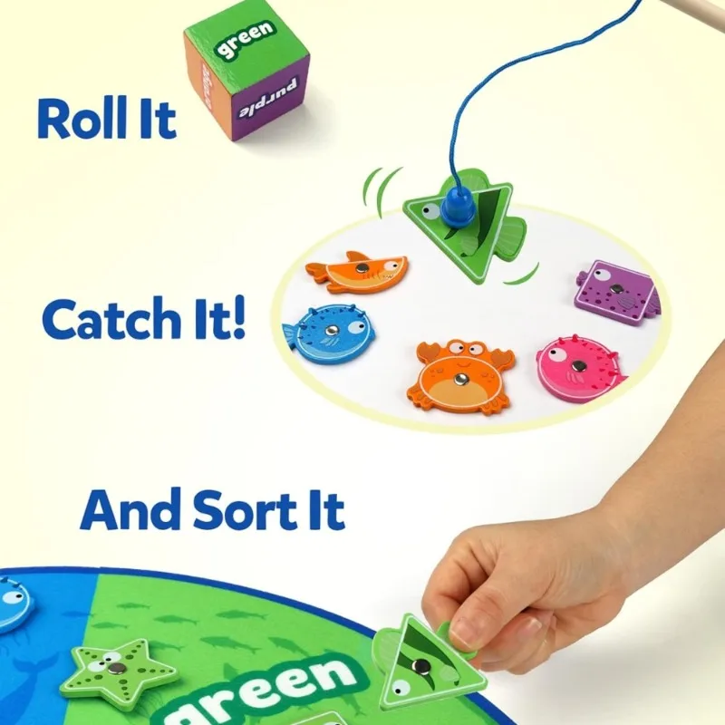 Montessori Toy for Toddlers Color Sorting Shape Matching Toy Magnetic Fishing Game Fine Motor Toy Preschool Educational Gifts