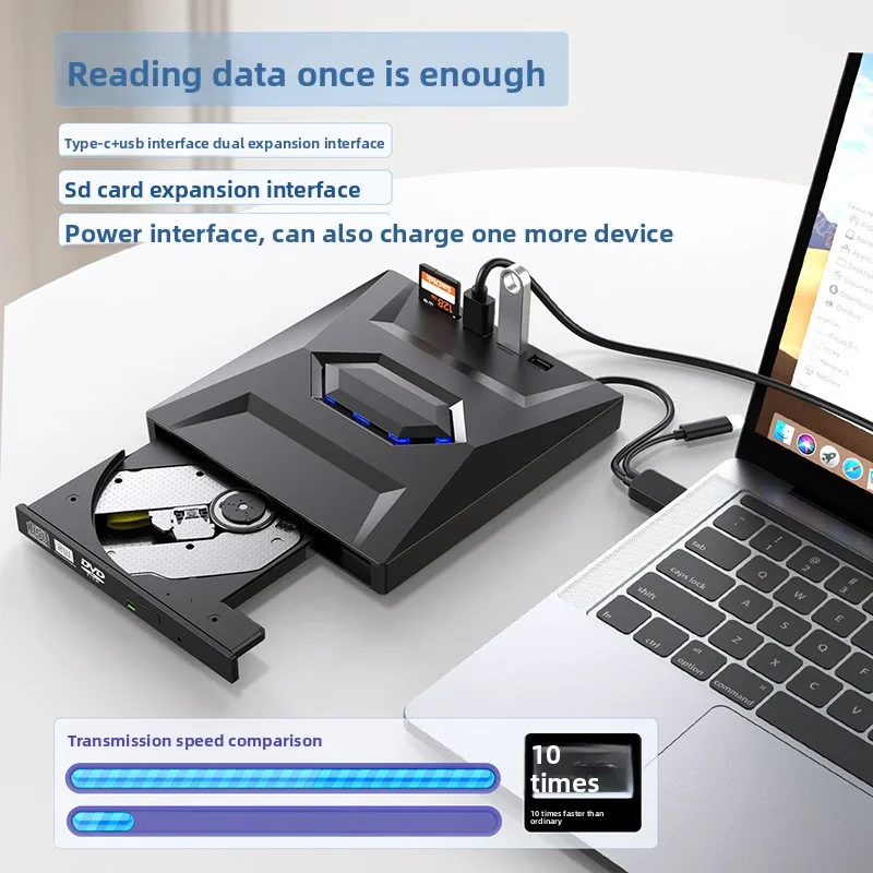 TISHRIC USB External DVD Drive CD Player Reader DVD-ROM CD-ROM USB3.0/USB2.0/Type C External DVD Player For PC Desktop Computer